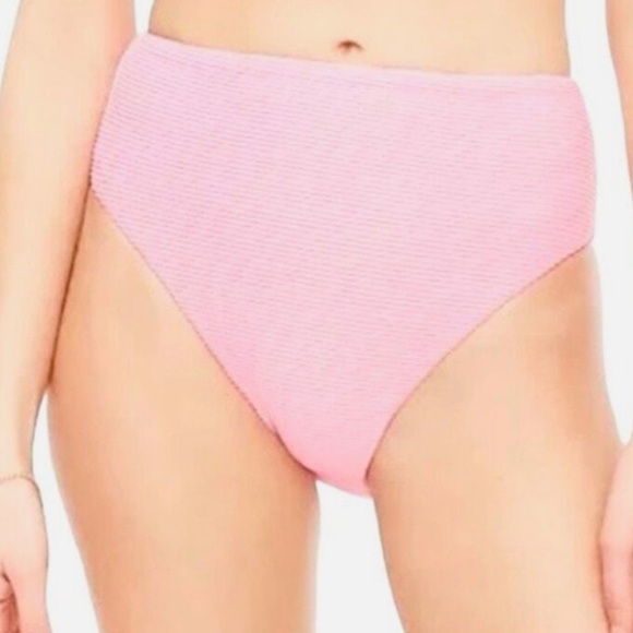 J.Crew Ribbed High-Rise Cheeky Bikini Bottom in Pale Pink Size 2X - Picture 1 of 7
